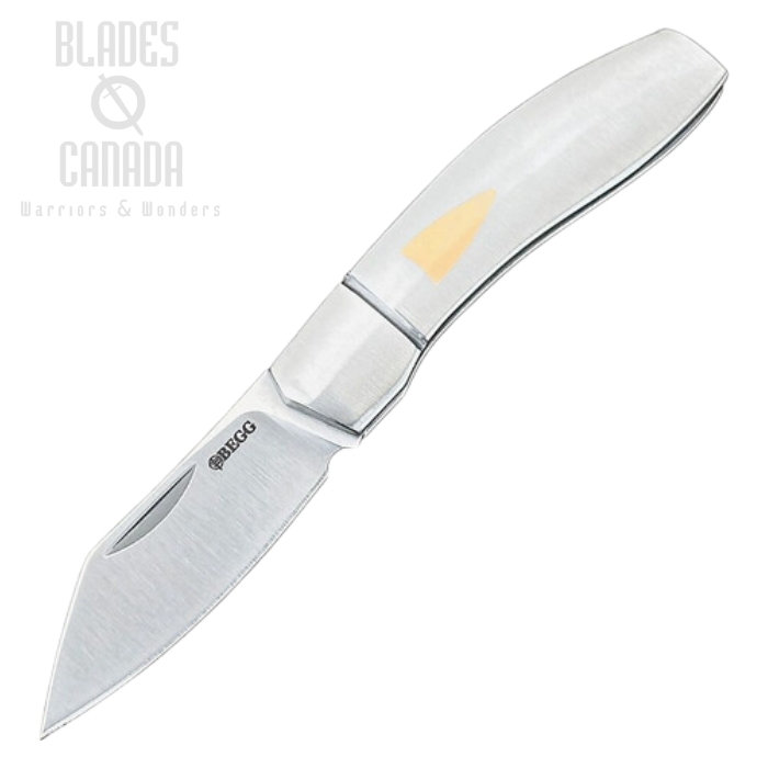 Begg Knives Traditional Slipjoint Folding Knife Small, 14C28N Satin Sheepsfoot, Stainless Handles, BG046